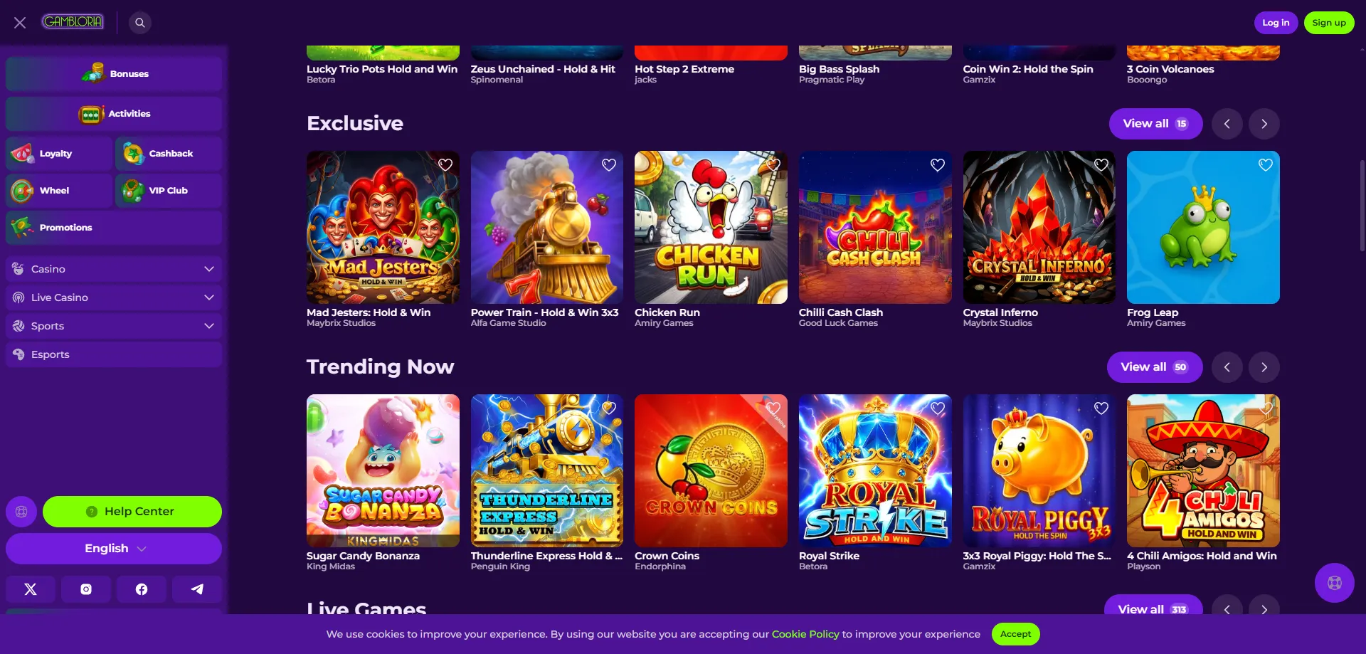 Gambloria Casino Slots und Live-Spiele – Top-Titel in der Spiellobby