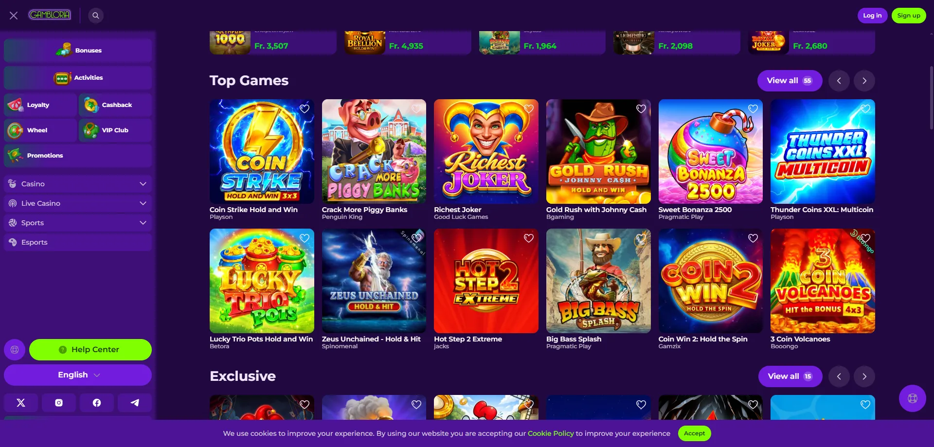 Gambloria Casino Spielanbieter – Pragmatic Play, Evolution und mehr